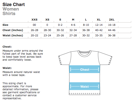 Bonds T Shirt Size Chart